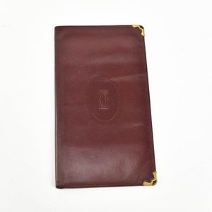 CARTIER Burgundy, Leather & Logo Long Wallet (np)